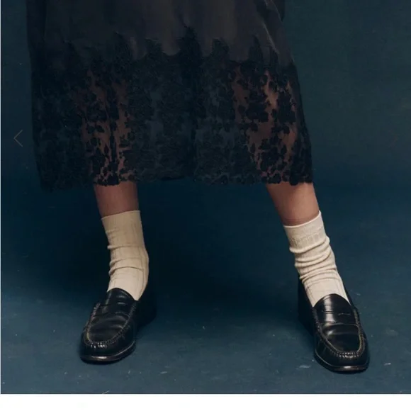 THE GREAT. Black Lace Detail midi dress - Picture 6 of 13